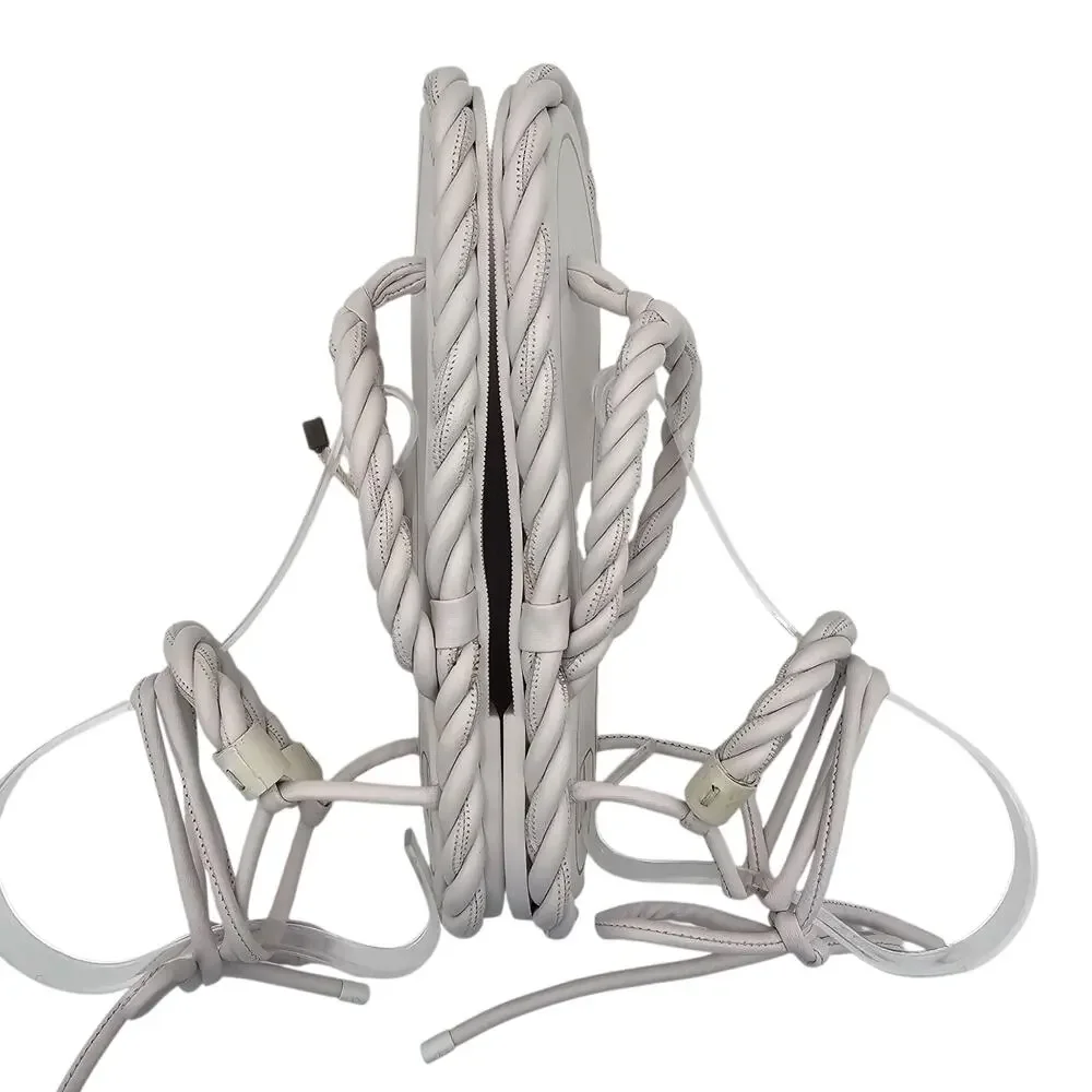 Valentino Garavani White Braided Leather Gladiator Flat Tie Sandal Size 36 US 6